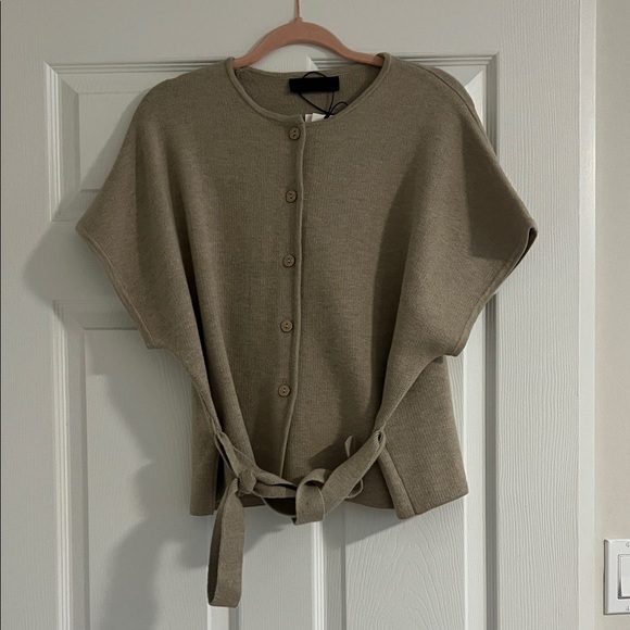 Zara Tops - Zara Wool Button-Down Tie Waist Top